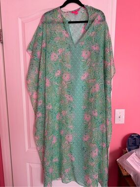 Lilly Pulitzer Green & Pink Floral Swim Coverup
